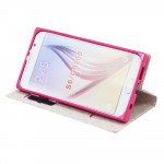 Wholesale Samsung Galaxy S6 Slim Window View Magnetic Flip Leather Case (Hot Pink)